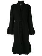 Giorgio Armani Fringe Trimmed Coat - Black