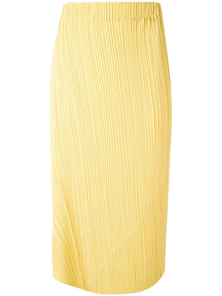 Jil Sander - Midi Pleated Skirt - Women - Polyester - 38, Yellow/orange, Polyester