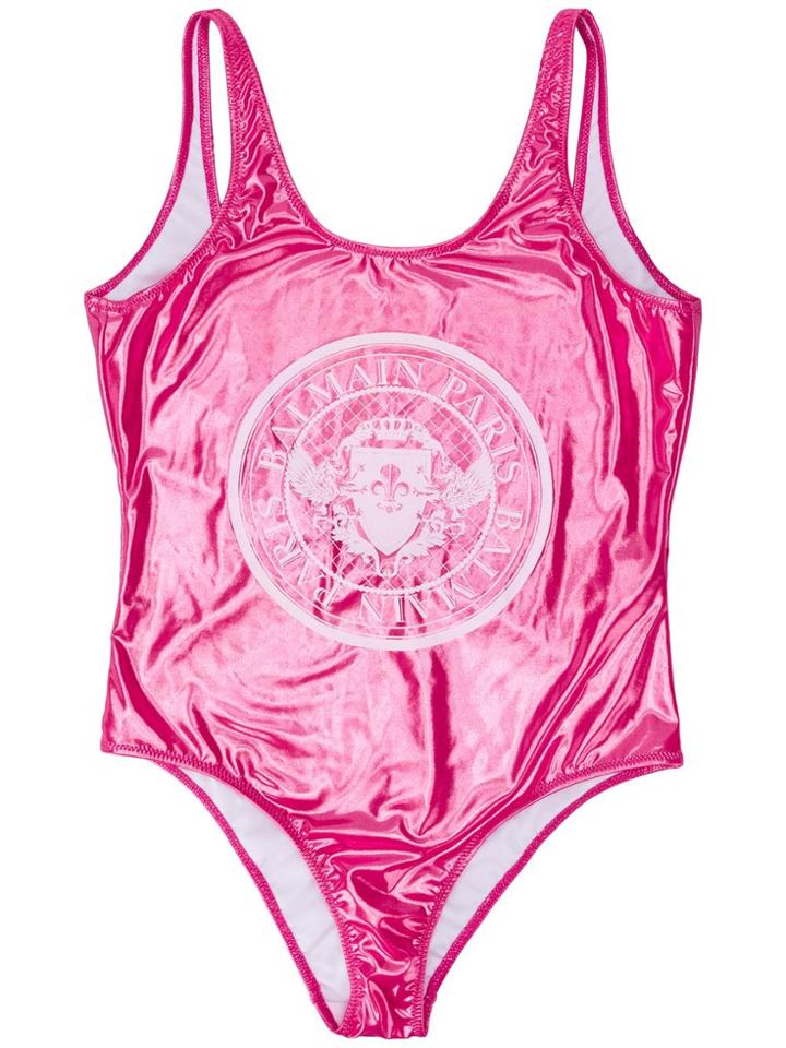 Balmain Kids Logo Print Swimsuit - Pink