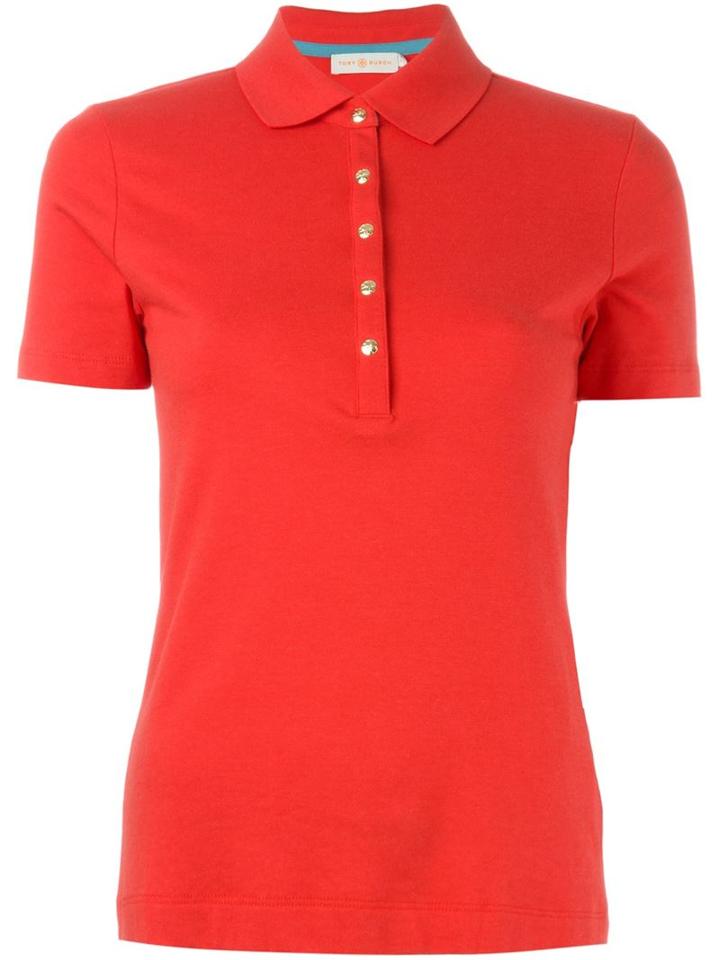 Tory Burch Classic Polo Shirt, Women's, Size: Medium, Red, Cotton/modal/spandex/elastane