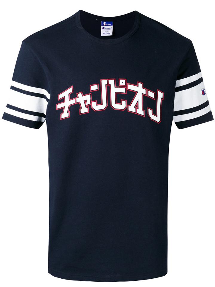 Champion Printed T-shirt, Men's, Size: Small, Blue, Cotton