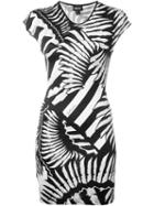 Just Cavalli Printed Fitted Dress, Women's, Size: 40, Black, Viscose/spandex/elastane