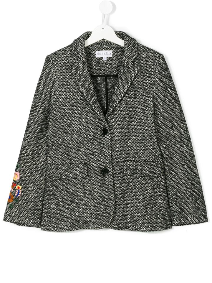 Simonetta Flora Embroidery Blazer - Black