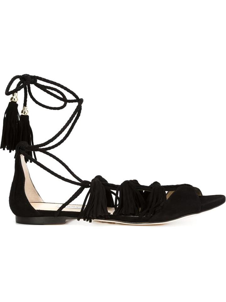 Jimmy Choo Mindy Sandals, Women's, Size: 6.5, Black, Suede/leather