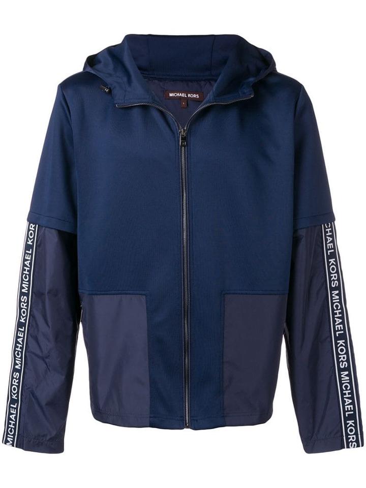 Michael Kors Panelled Logo Trim Hoodie - Blue