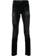 Balmain Distressed Slim-fit Jeans - Black