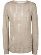 Comme Des Garçons Shirt - Distressed Crewneck Sweater - Men - Linen/flax - L, Nude/neutrals, Linen/flax