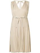 Han Ahn Soon Pleated V-neck Dress - Nude & Neutrals