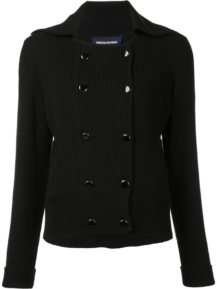 Vanessa Seward Double Breasted Cardigan, Women's, Size: 38, Black, Merino