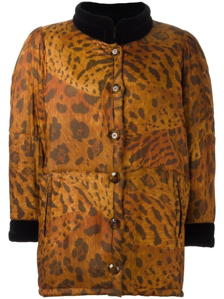 Yves Saint Laurent Pre-owned Animal Print Padded Coat - Brown