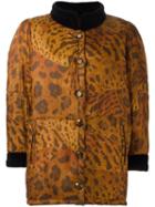 Yves Saint Laurent Pre-owned Animal Print Padded Coat - Brown