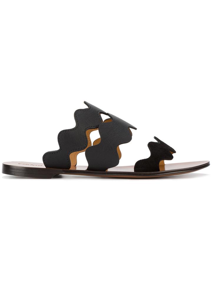 Chloé Black Leather Lauren Slides