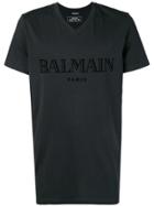 Balmain V-neck Logo T-shirt - Black