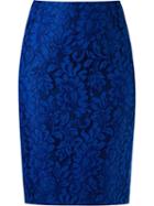 Martha Medeiros Lace Pencil Skirt, Women's, Size: 48, Blue, Cotton/polypropylene/polyester/silk