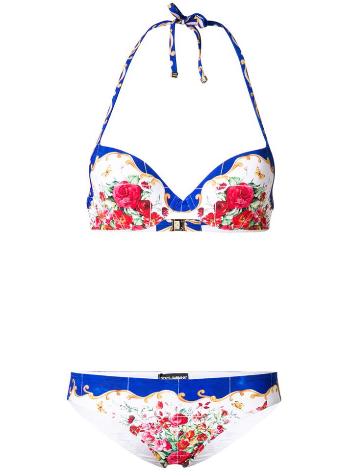 Dolce & Gabbana Majolica Print Balconette Bikini - Multicolour