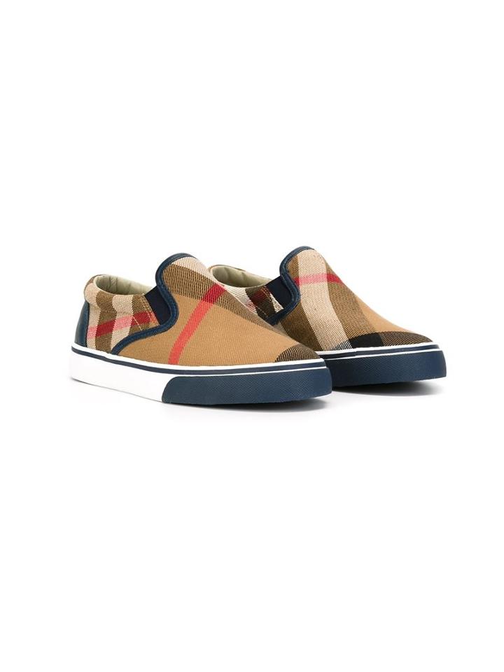 Burberry Kids House Check Slip-on Sneakers, Boy's, Size: 32, Blue