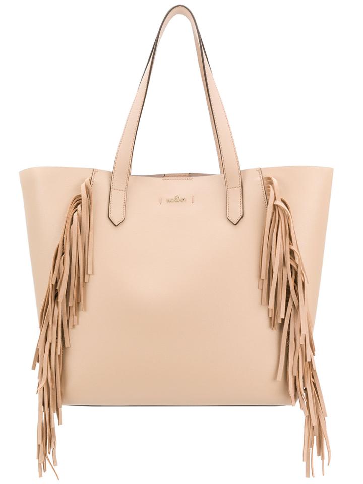 Hogan Rebel Fringe Trim Tote - Nude & Neutrals