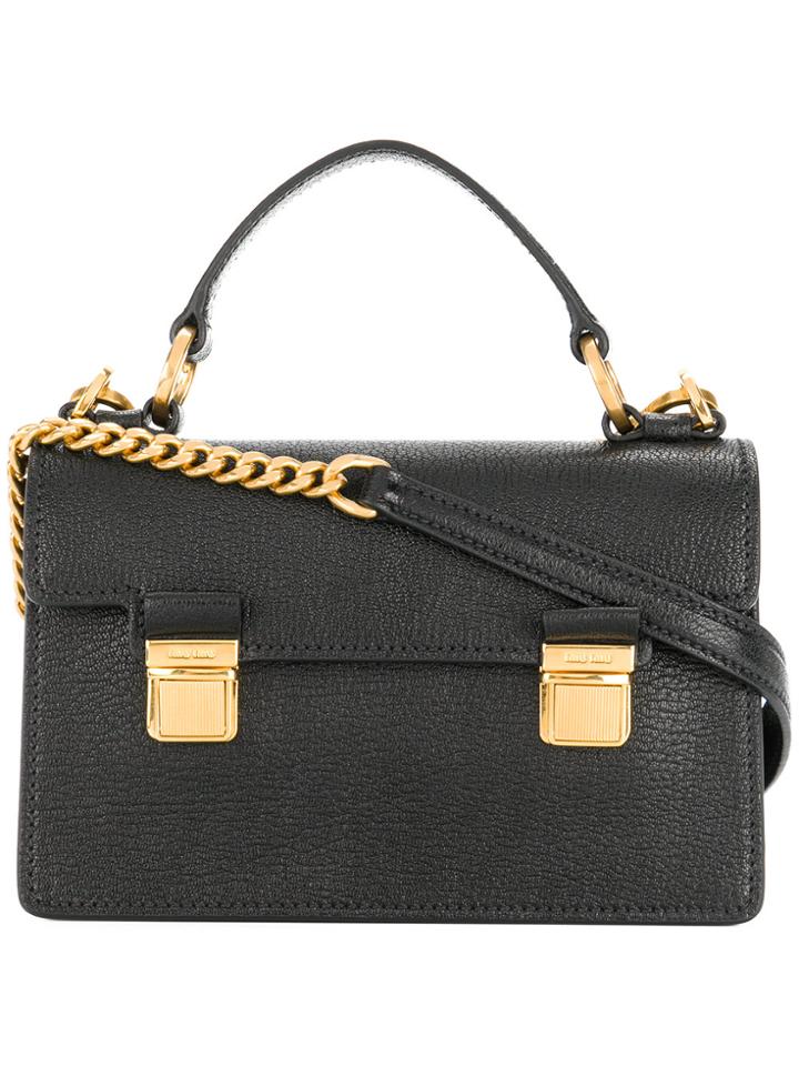 Miu Miu Buckled Mini Satchel Bag - Black
