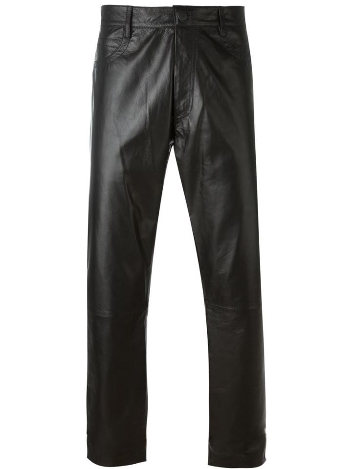 Ann Demeulemeester Icon Leather Trousers, Men's, Size: S, Black, Leather/cotton/rayon