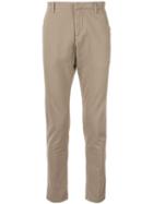 Dondup Tonal Pinstripe Slim Fit Trousers - Brown