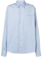 Ami Paris Oversize Long Sleeve Shirt With Chest Pocket - Blue