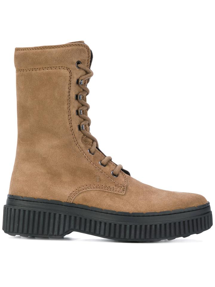 Tod's Flatform Lace-up Boots - Brown