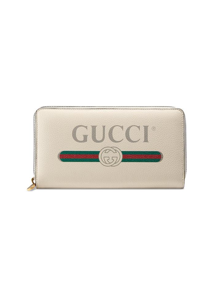 Gucci Gucci Print Leather Zip Around Wallet - Nude & Neutrals