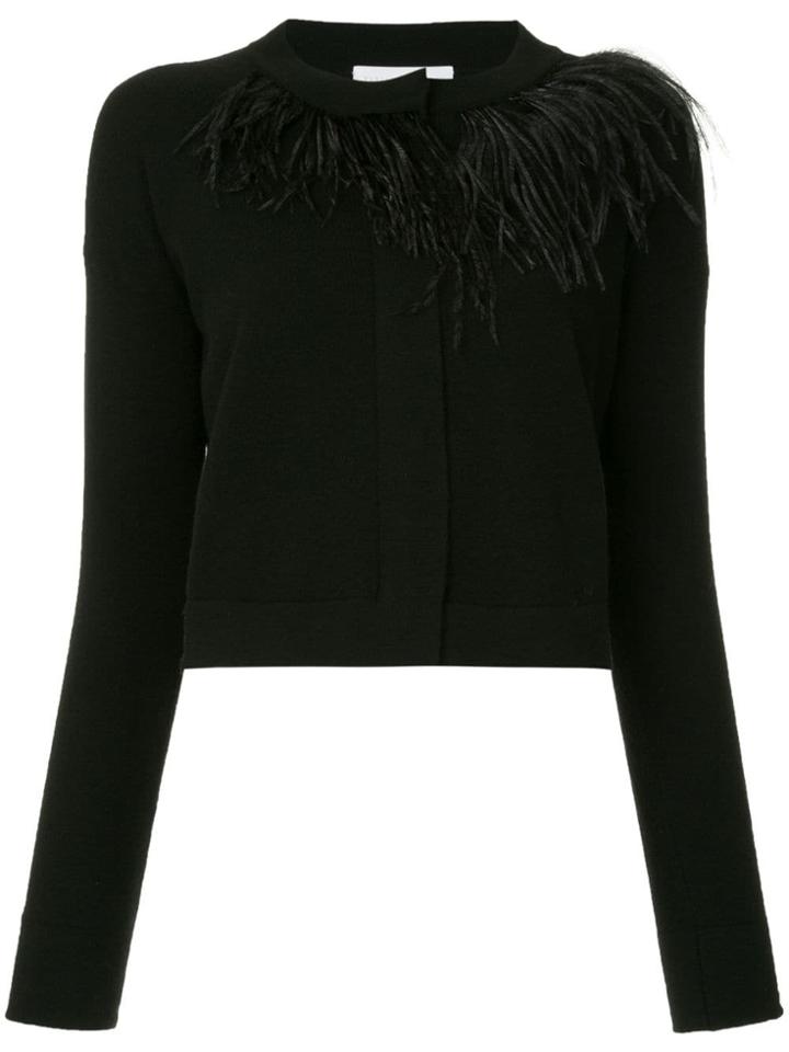 Fabiana Filippi Feather Trim Cardigan - Black