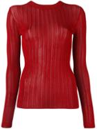 Dkny Sheer Stripe Jumper, Women's, Size: Xs, Red, Viscose
