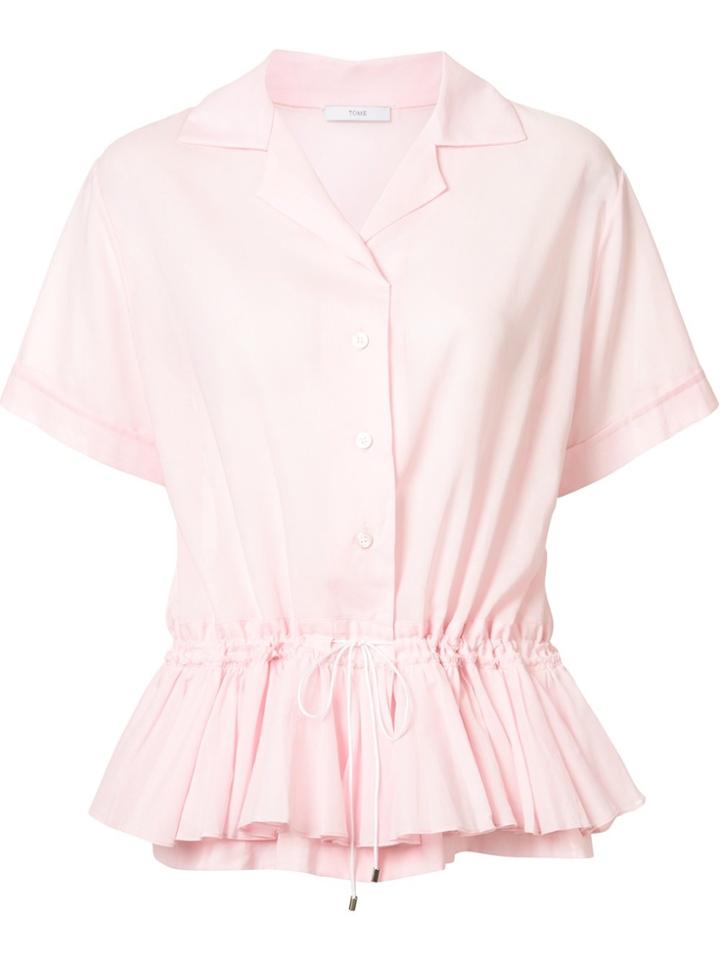 Tome Pleated Trim Shirt - Pink & Purple