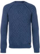Tod's Ribbed Cable Knit Sweater - Blue