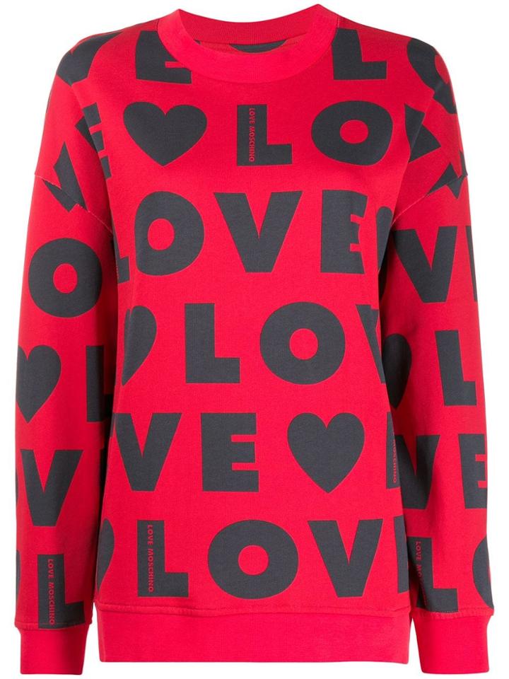 Love Moschino All Over Logo Print Sweatshirt - Red
