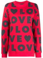 Love Moschino All Over Logo Print Sweatshirt - Red