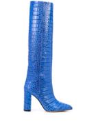 Paris Texas Snakeskin Effect Heeled Boots - Blue