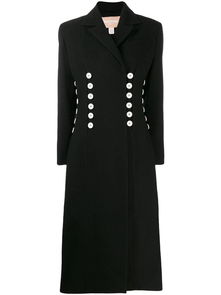 Matériel Button Panelled Coat - Black