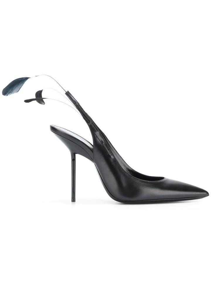 Saint Laurent Feather Sling-back Pumps - Black
