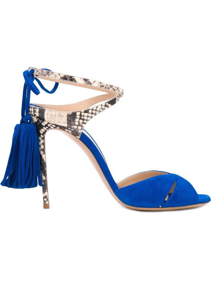 Casadei Tassel Detail Sandals, Women's, Size: 40, Blue, Leather/suede