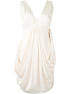 Fausto Puglisi Draped V Neck Dress, Women's, Size: 42, White, Viscose/spandex/elastane