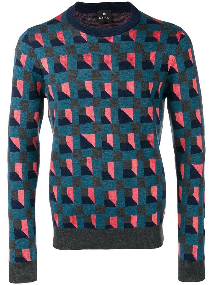 Ps Paul Smith Geometric Pattern Pullover - Blue