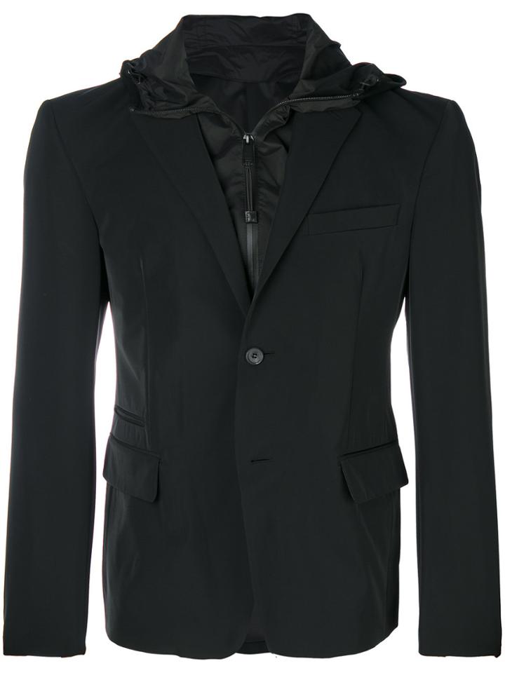 Prada Hooded Techno Blazer - Black