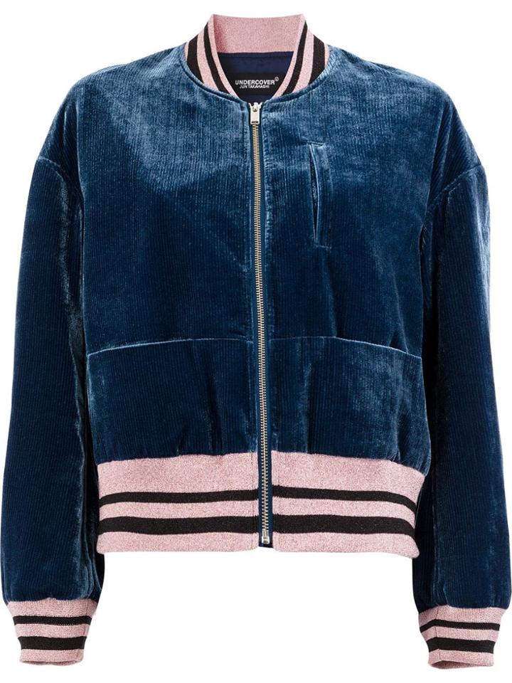 Undercover Contrasting Trim Bomber Jacket - Blue