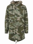 Mr & Mrs Italy - Camouflage Parka - Men - Cotton/leather/polyester/coyote Fur - Xl, Green, Cotton/leather/polyester/coyote Fur