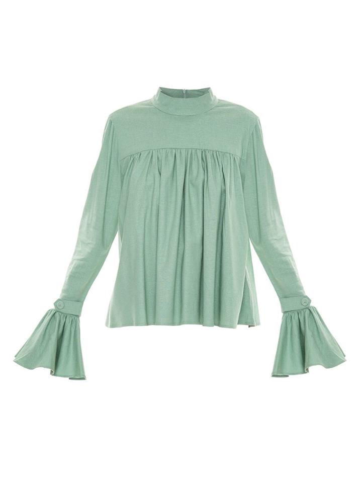 Framed Ruffled Blouse - Green