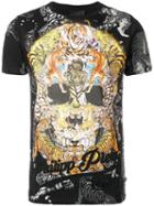 Philipp Plein Tiger And Skull Print T-shirt, Men's, Size: Large, Black, Cotton