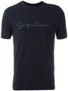 Giorgio Armani Logo Front T-shirt, Men's, Size: 48, Blue, Viscose/spandex/elastane