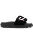 Versus Logo Pool Slides - Black