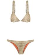 Adriana Degreas - Velvet Bikini Set - Women - Polyamide/spandex/elastane - M, Beige, Polyamide/spandex/elastane