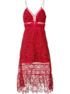 Self-portrait Floral Lace Midi Dress - Red