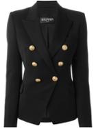 Balmain Double Breasted Blazer, Women's, Size: 40, Black, Cotton/viscose/virgin Wool