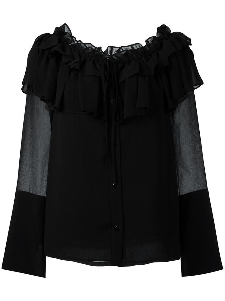 Opening Ceremony Ruffled Blouse, Women's, Size: 4, Black, Silk